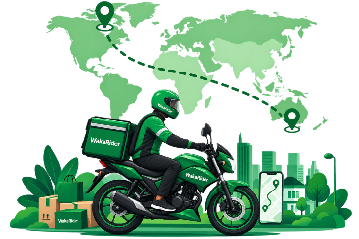 WakaRider courier and delivery route