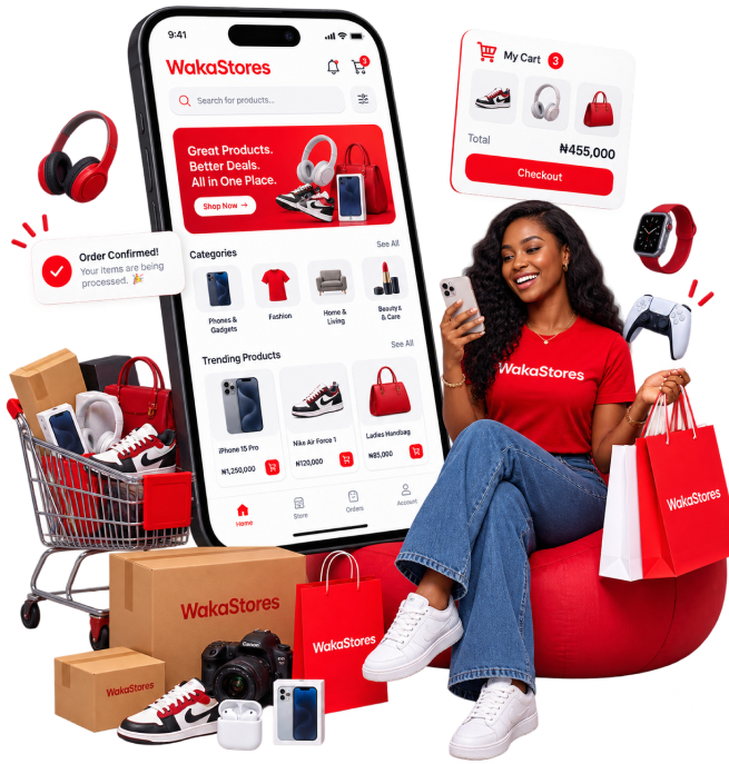 WakaStores shopping app and products